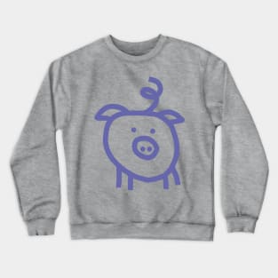 Very Peri Periwinkle Blue Line Animals Cute Pig Color of the Year 2022 Crewneck Sweatshirt